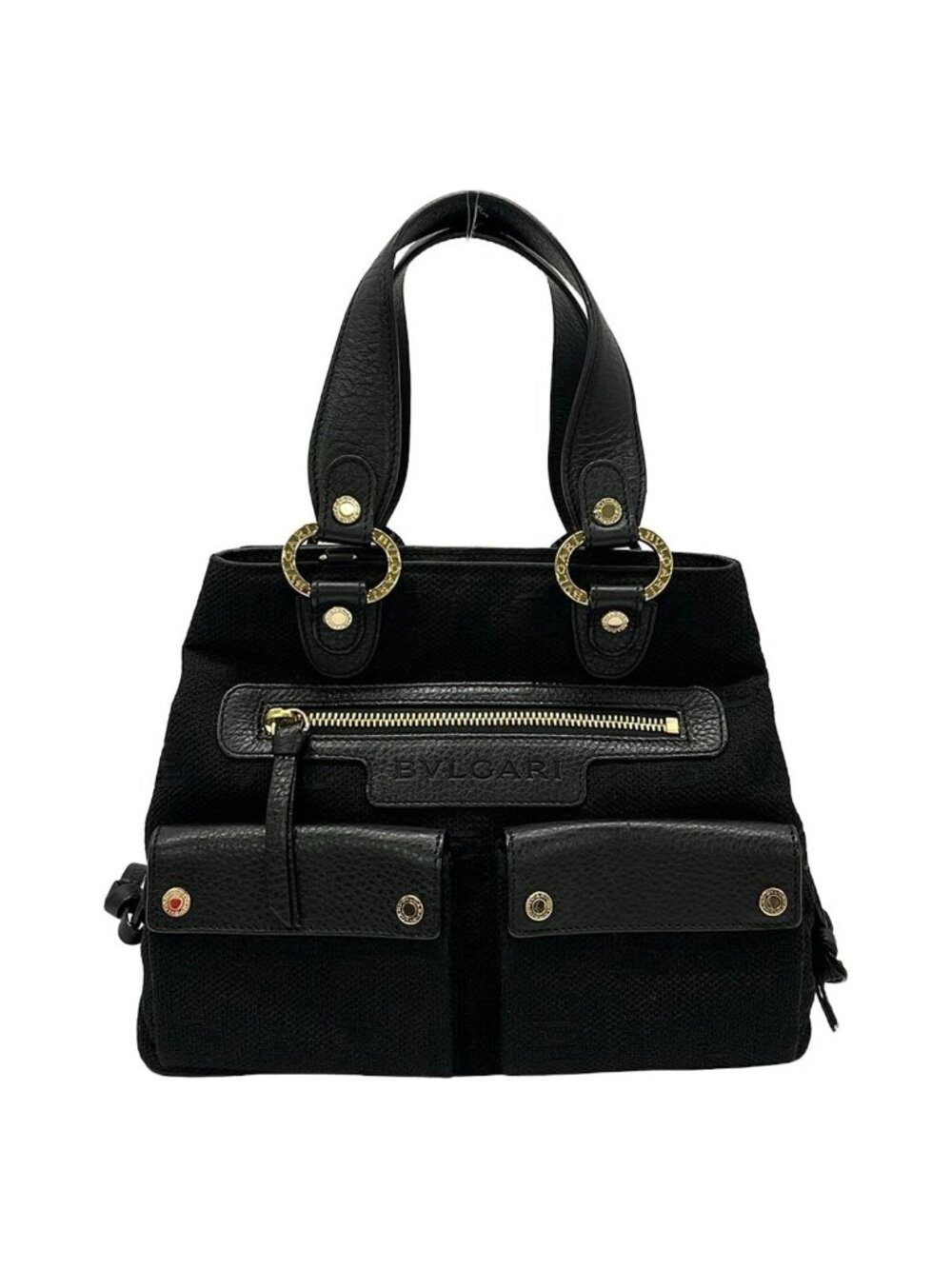 Bvlgari Handbag Maxilettare Black Leather